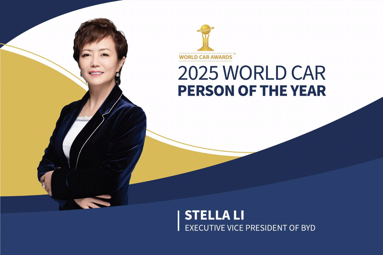 Vice-Presidente Executiva da BYD, Stella Li, é eleita Personalidade Mundial do Ano no setor automotivo pela World Car Awards